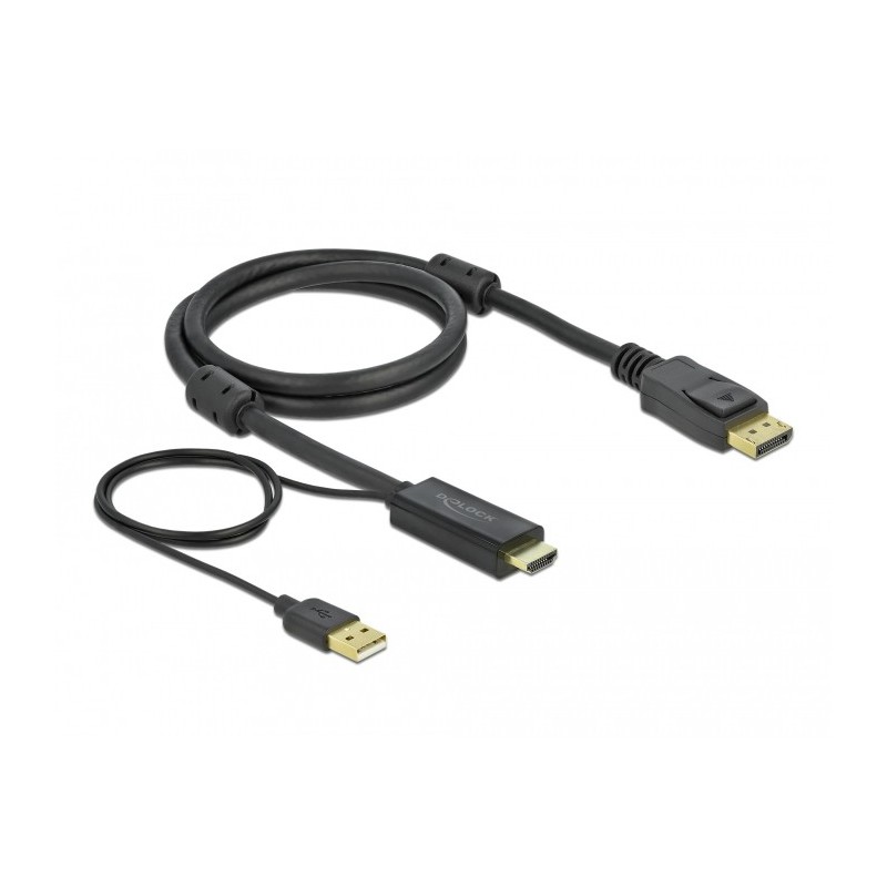 Delock 85963 HDMI + USB zu DisplayPort Kabel 4K 30 Hz 1 m